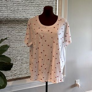 Old Navy Strawberry 🍓 Print Cotton Shirt Rounded Hemline XXL Hardly Worn!